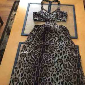 Leopard Print Cutout Maxi Dress
